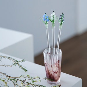 Lily of the Valley stirring stick/glass solid long handle stirring stick/coffee glass spoon/creative glass stick