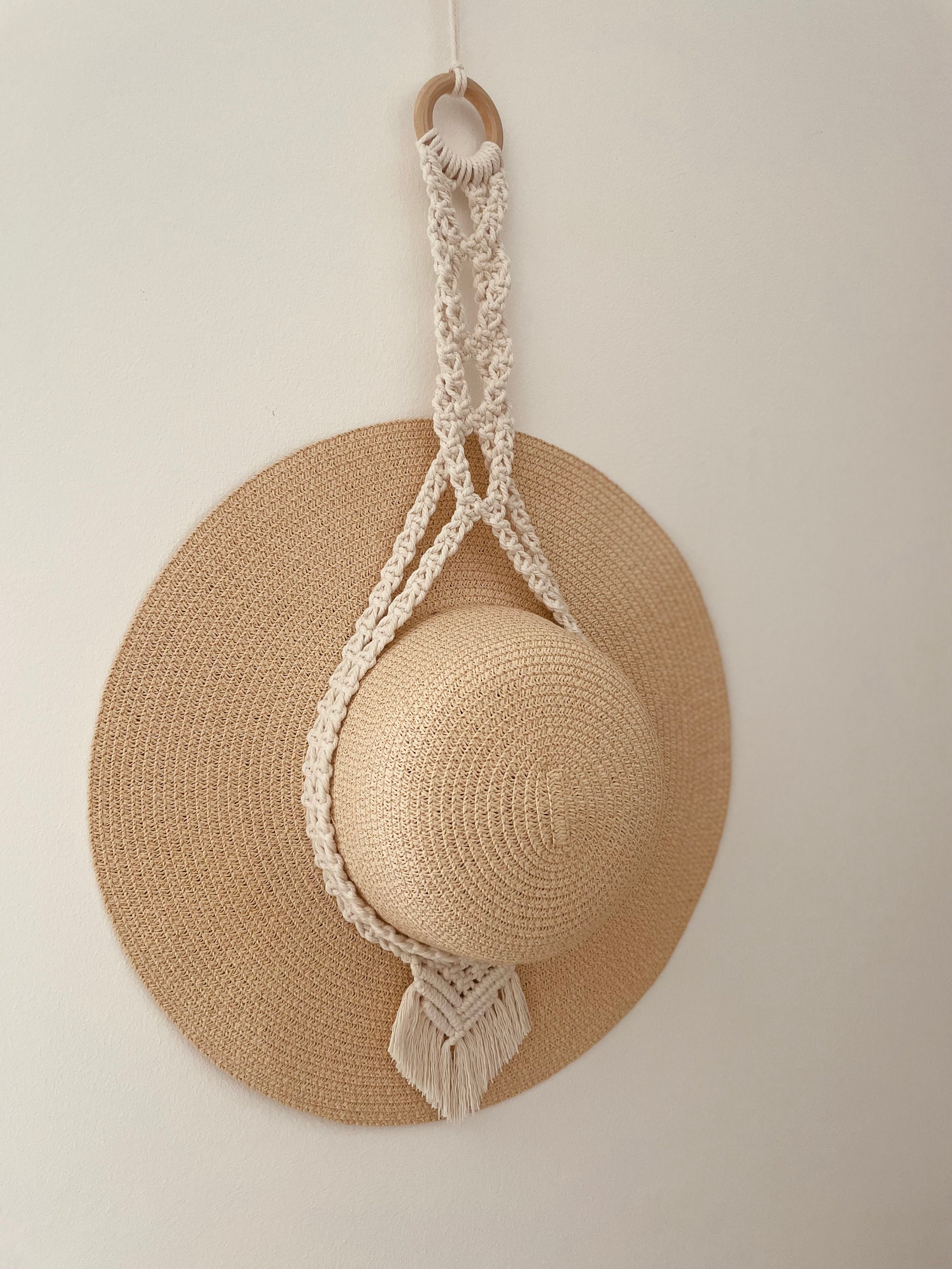 Cintre pour chapeau en macramé, support mural pour chapeau, cintre pour  chapeau Fedora, organisation de chapeau