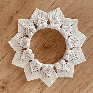Tapiz de pared de macramé: decoración bohemia de algodón, tapiz de pared hecho a mano, decoración natural para interiores, hecho a mano en Francia.