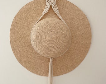 Porte chapeau en macramé, porte chapeau pour mur, chapeau de cow-boy, cintre de chapeau, déco d’intérieur, décoration boho, porte-chapeau