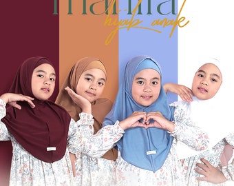 Children's Oval Instant Hijab + inner Bandana 5-10 Years