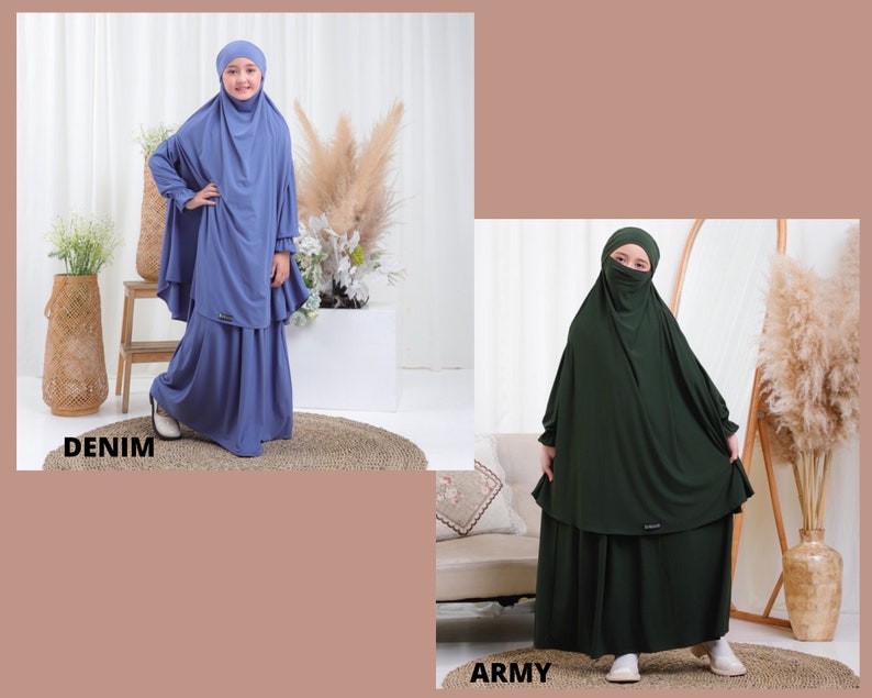 Kids Set Abaya Fatimah series / Muslim Girl Dress /Islamic Baby or Kids dress image 9