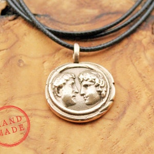 Antinous Hadrian Choker, Roman Statue Charm, Wax Seal Necklace, Greek Pendant, Bronze Italian Jewelry, Intaglio Necklace, Gay Love Pendant
