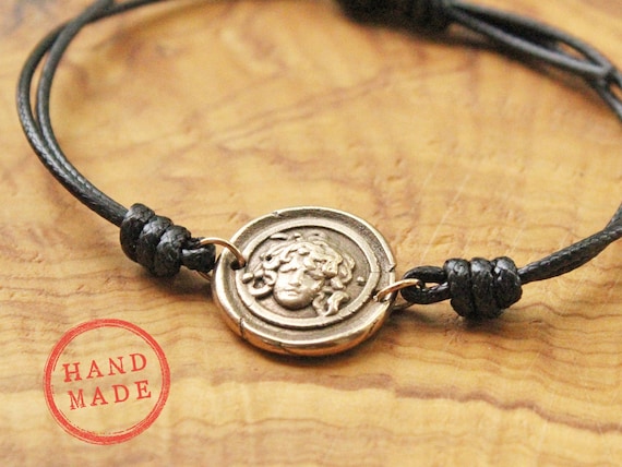 Medusa Bracelet Wax Seal Charm Gorgon Coin Jewelry Medusa