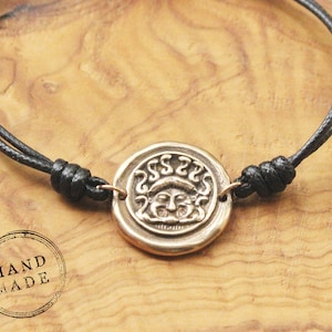 Medusa Bracelet, Greek Mythology, Bronze Serpent Coin Bracelet, Wax Seal Jewelry, Intaglio Art, Gorgon Bracelet, Medusa Snake Charm Bangle