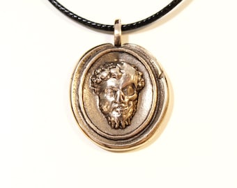 Handmade Bronze Marcus Aurelius Pendant, Stoic Philosopher Necklace