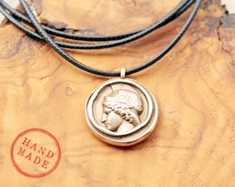 Collier Athéna en bronze, pendentif statue de la déesse Minerve