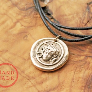 Medusa Cameo Necklace, Greek Mythology, Wax Seal Jewelry, Bronze Gorgon Pendant, Bernini Medusa Pendant, Grand Tour Intaglio, Museum Replica