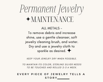 Permanent Jewelry After Care and Warranty Card Template - Modern design! Editable