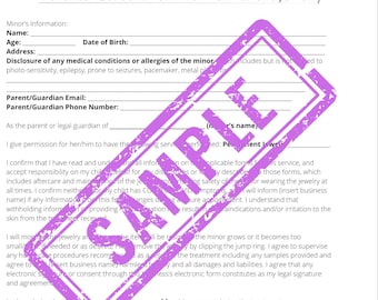 Permanent Jewelry Parental Constent for Minor Form - Editable Template