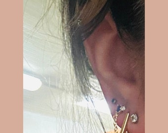 Chain Earrings Gold-Filled with Bar and Cable Chain, Trendy, Stylish, Gift