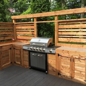 Grillstation, pdf-plan met plan voor buitenkeuken, doe-het-zelfgids voor het maken van het perfecte grillstation