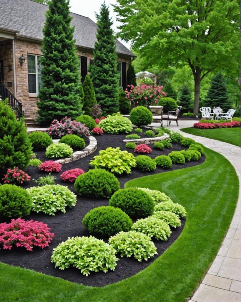 Front walkway and plantings