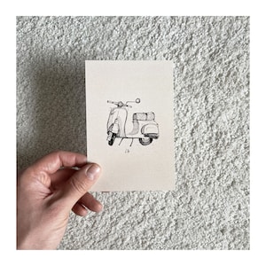 Carte scooter vintage - illustration imprimée