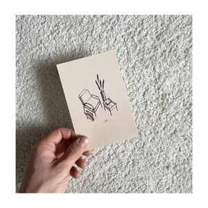 Carte petit salon fauteuil - illustration imprimée
