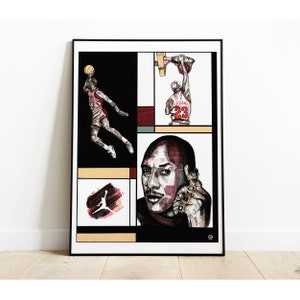 Michael Jordan portrait - printed illustration - poster