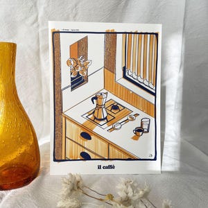 Illustration de Café – Art Mural 24x18 cm – Décoration de Cuisine Vintage