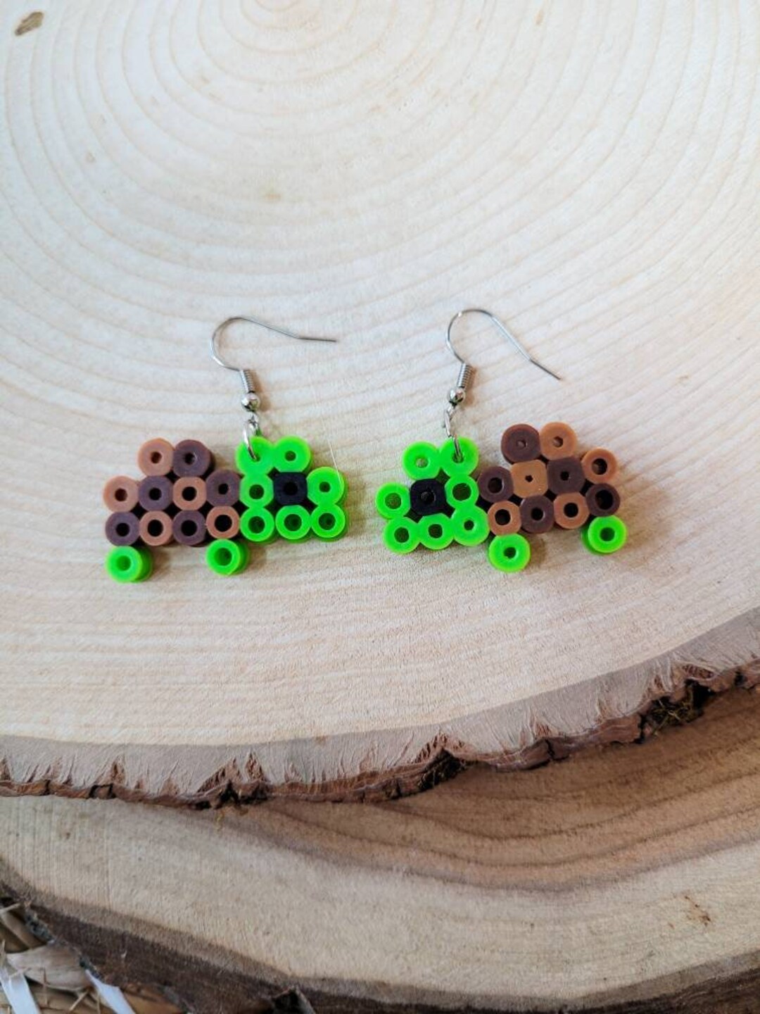 Turtle Earrings / Perler Beads Earrings / Nostalgic Jewelry Etsy
