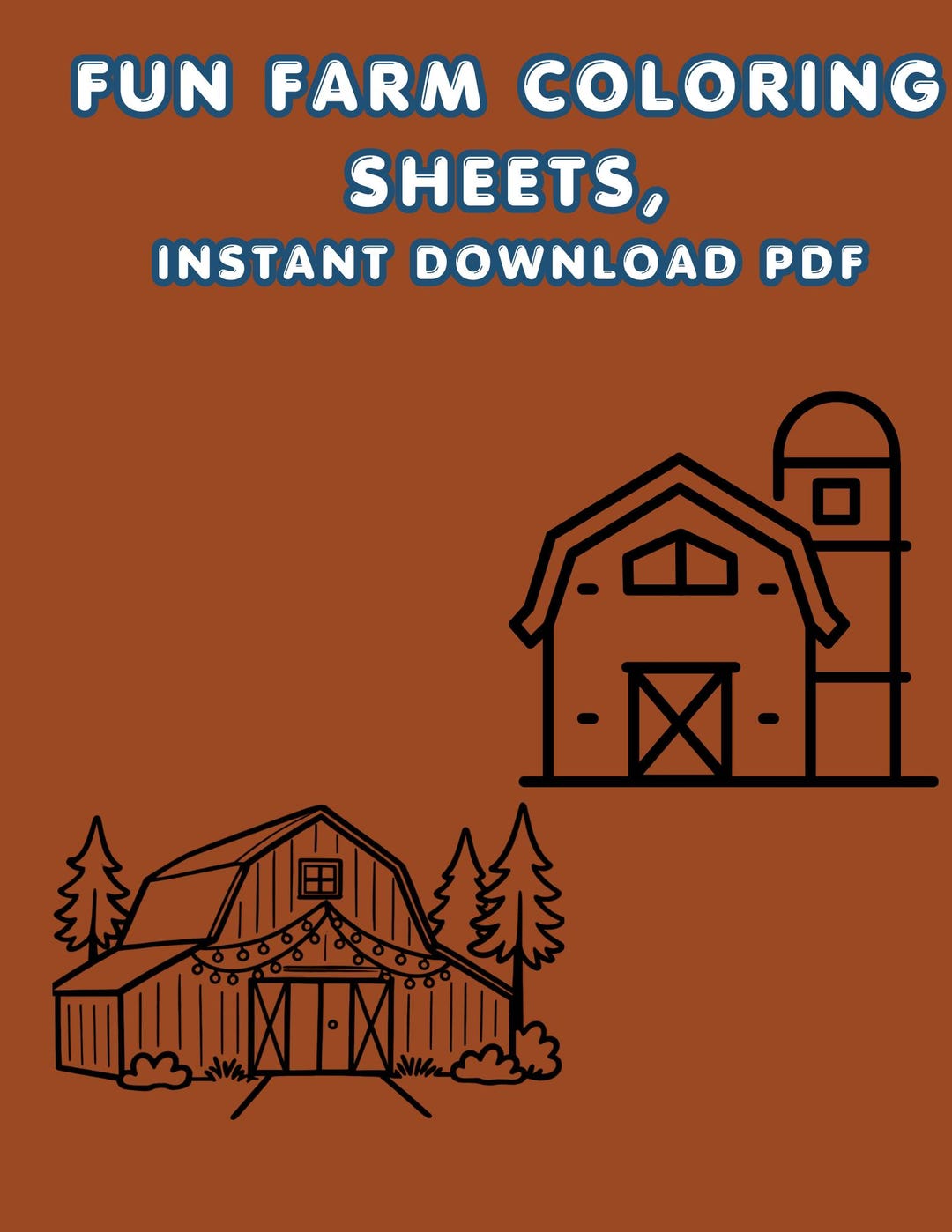 Old Barn Coloring Pages | Rustic Farmhouse Landscape PDF (instant ...