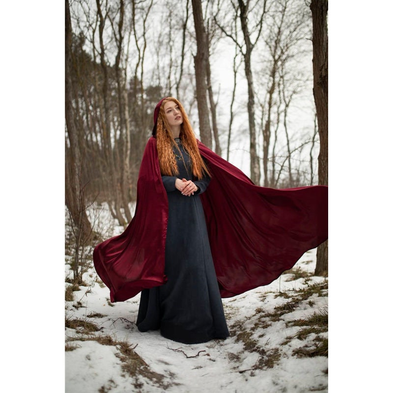 black and red hooded robe