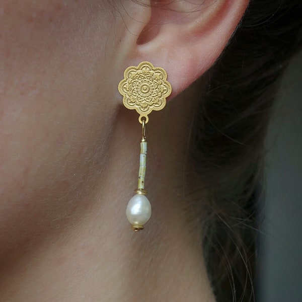 Pearl charm earrings