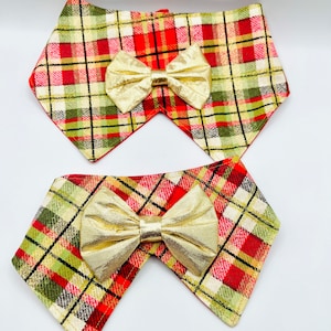 Personalized Tuxedo Dog Bandana, Patricks Dog Bandana, Durable Dog Neckwear, Bandana Bib Set, Checkered Clover, Dog Bandana with Tie