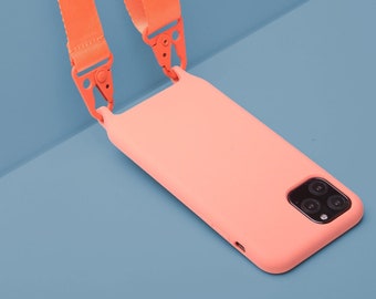 Custodia a tracolla | Custodia SENZA FASCIA, Custodia con cordino per iPhone,Custodia con anelli per fascia,cover telefono con anelli,custodia in silicone con microfibra,iphone