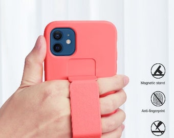 Camallini funda de silicona con soporte, funda de silicona Apple, funda de teléfono con soporte, funda de agarre, funda con soporte integrado, funda de iPhone con soporte