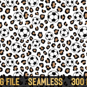 Seamless Soccer Leopard PNG, Sublimate Download, Digital Paper, Printable Background, Animal Print, Cheetah, Soccer Printing PNG File