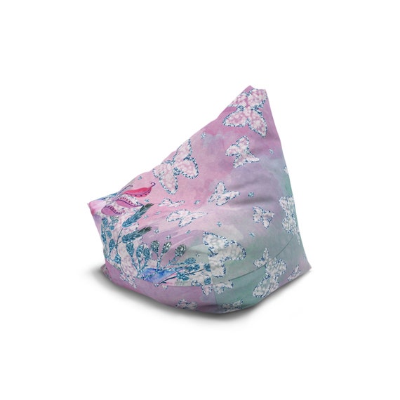 Flowers Pink Blue Glitter Bean Bag Pastel Color Cover Only NO