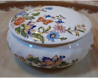 Aynsley Cottage Garden Trinket Box Fine Bone China Floral Butterfly Made England