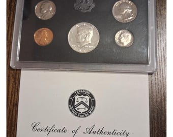 1969 S US Mint Proof Set 5 Coins Kennedy Half Dollar Original Box COA San Fran