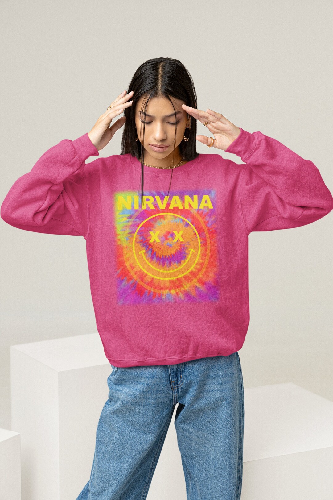 Nirvana Sweatshirt,nirvana Smiley Face Sweatshirt,nirvana Smile Face ...