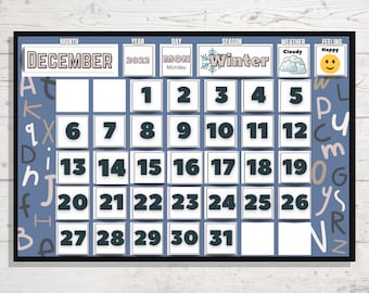 Vorschule Homeschool Kalender | Wetter, Emotionen, & Routine Chart (Digitaler Download)