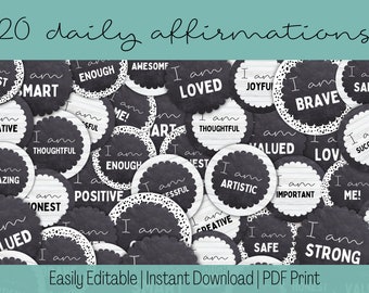 Affirmation Station | Class Mirror Display | Rustic Chalkboard Classroom | Positive Affirmation | Affirmation Display | Editable Class Decor