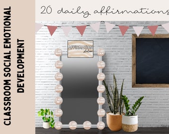 Affirmation Station | Class Mirror Display | Watercolor Classroom | Positive Affirmation | Affirmation Display | Editable Class Decor