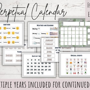 Calendrier perpétuel | Calendrier de la routine du matin | Livre occupé imprimable | Homeschool Préscolaire Curriculum Tout-petits | Tableau de la météo et des émotions