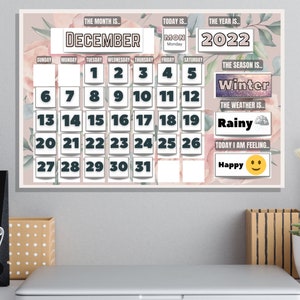 Calendario perpetuo / Calendario de rutina matutina / Calendario de pared / Currículo preescolar de educación en el hogar para niños pequeños / Gráficos meteorológicos y emocionales
