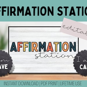 Affirmation Station | Class Mirror Display | Rustic Chalkboard Classroom | Positive Affirmation | Affirmation Display | Editable Class Decor