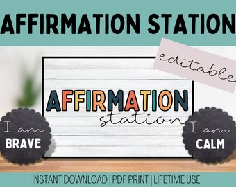 Affirmation Station | Class Mirror Display | Rustic Chalkboard Classroom | Positive Affirmation | Affirmation Display | Editable Class Decor