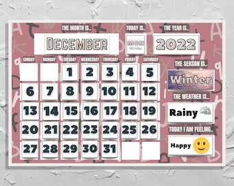 Printable Perpetual Calendar | Homeschool Toddler Learning (Digital Download)