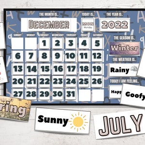 Perpetual Calendar | Morning Routine Calendar | Wall Calendar | Homeschool Preschool Curriculum for Toddlers | Weather and Emotion Charts