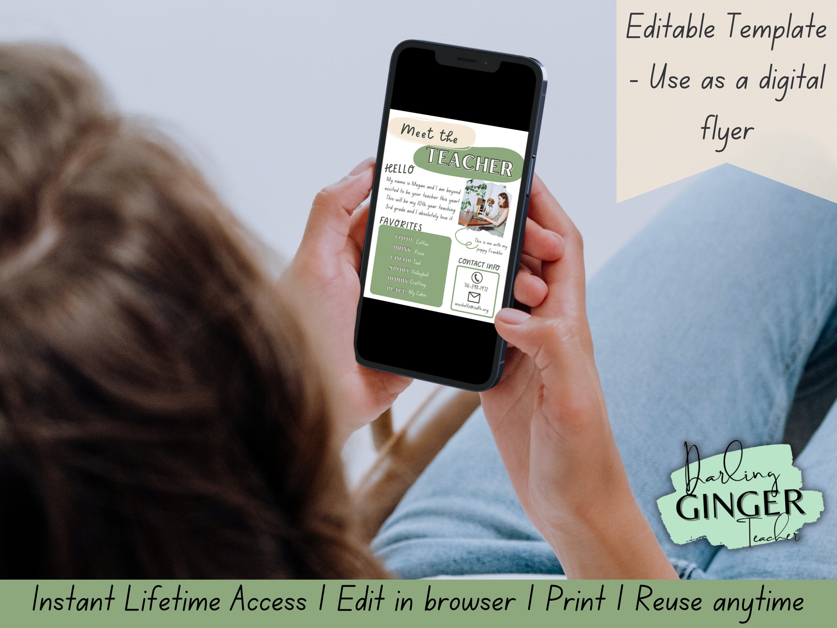 Meet the Teacher Boho Green | Classroom Label | Back to School Flyer ...