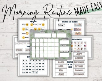 Perpetual Calendar Printable | Morning Routine, Weather & Emotions Chart (Digital Download)