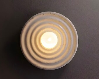 Wabi Sabi wall lamp - Round shape wall light for living room, Resin art decor lamp for bedroom, beige wall lamp with led