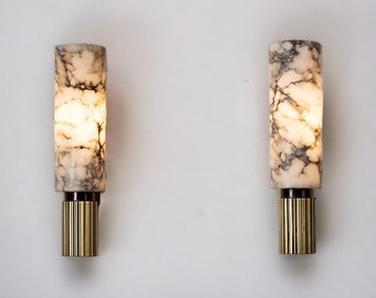 Vintage design wall light, mid century wall lamp, bedside light fixture, marble stone lamp, bedroom sconce