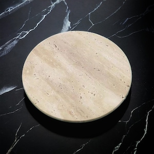 Wabi Sabi Round Wall Lamp, Rustic Japanese Bedside Light, Beige Travertine Wall Sconce, Minimalist Light Fixture
