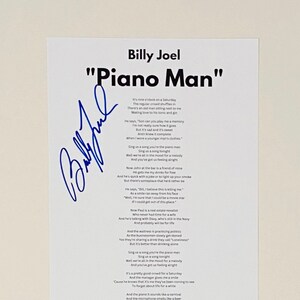 Billy Joel Signed "Piano Man" A4 Lyric Sheet