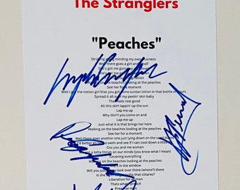 The Stranglers ""Peaches"" signiertes A4 Lyric Sheet