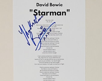 Hoja de letras A4 firmada por David Bowie "Starman"
